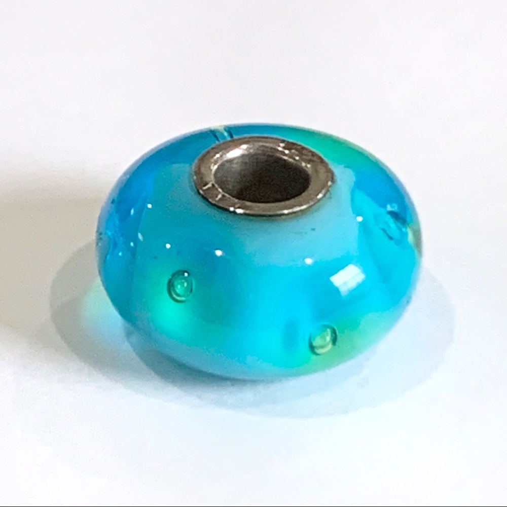 Trollbeads Authentic Turquoise Bubbles Glass Bead - image 3